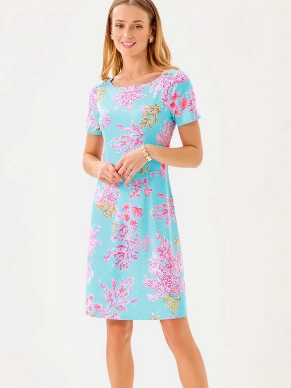 Lilly Pulitzer Bray Dress Royal Coral Starfish XS NWT UPF 50+